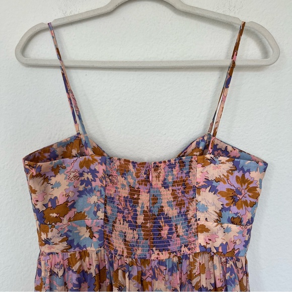 ZIMMERMANN Floral Print Cutout Strapless Tiered Midi Dress in Purple Floral - Picture 9 of 13